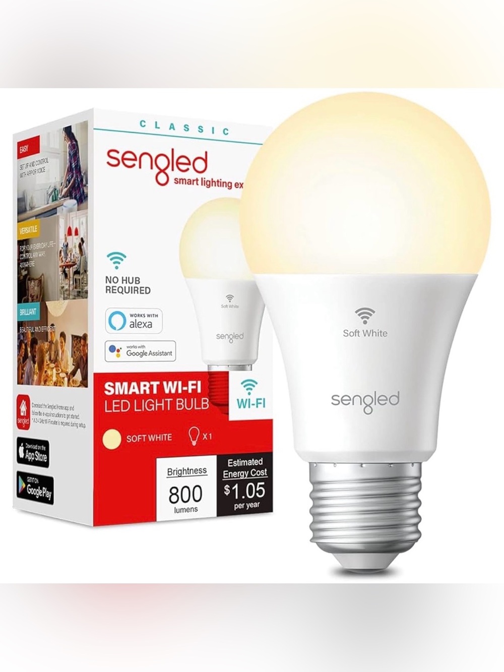 Sengled Smart Wi-Fi LED Light Bulb Soft White 800 Lumens Alexa Google 1-Pack NEW